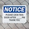 Signmission Please Lock This Door After _ Pm Thank You, 10 in W x Rectangle, Plastic OS-2PACK-NS-P-710-L-17520 - alternate 6